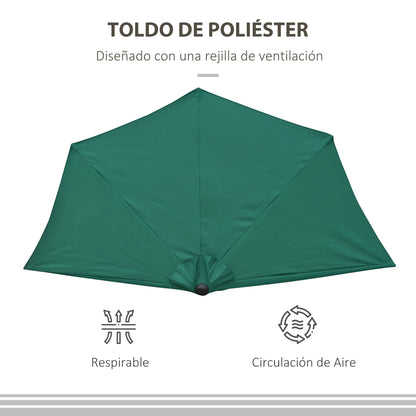 Outsunny Sombrilla Parasol Jardín Con Manivela Semicircular Exterior 269x138x236_3