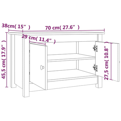 Armario Zapatero De Madera Maciza De Pino Negro 70x38x45,5 Cm / Vetonek_2