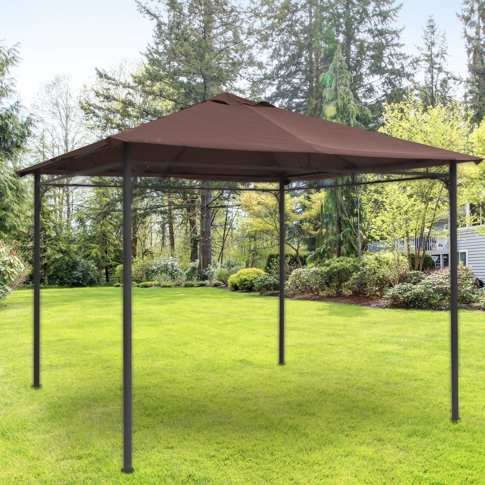 Outsunny Techo De Repuesto 300x300 Cm Cenador De Jardín Con 8 Orificios Café_1