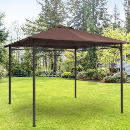 Outsunny Techo De Repuesto 300x300 Cm Cenador De Jardín Con 8 Orificios Café_1