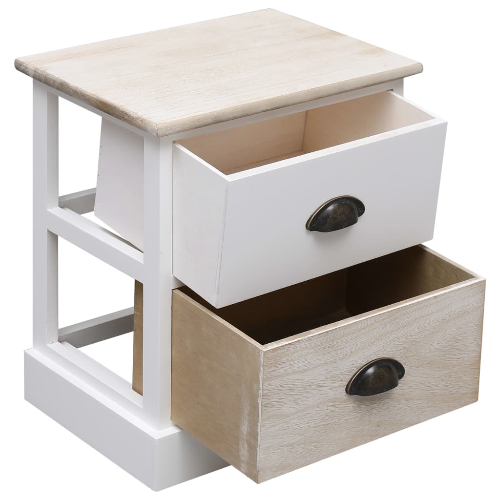 Mesitas Noche 2 Uds Madera Paulownia Blanco Natural 38x28x45cm_1