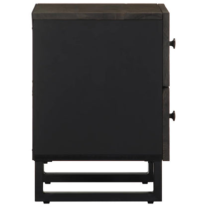 Mesita De Noche De Madera Maciza De Mango Negra 40x33x46 Cm_2