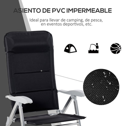 Outsunny Silla De Jardín Plegable Aluminio Con Respaldo Ajustable En 8_5