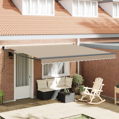 Toldo Retráctil Beige 400 X 300 Cm 100% Poliéster Y Aluminio_1