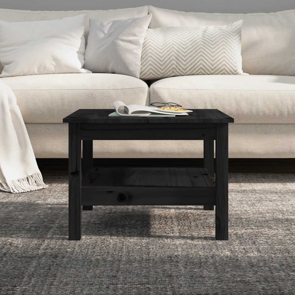 Mesa De Centro De Madera Maciza De Pino Negro 55x55x40 Cm_2