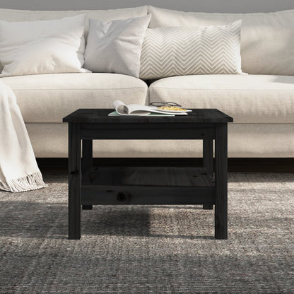 Mesa De Centro De Madera Maciza De Pino Negro 55x55x40 Cm_2