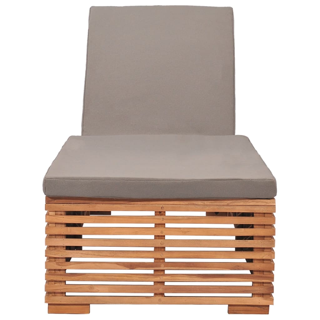 Tumbona Con Cojín Madera Maciza De Teca Gris Oscuro_1