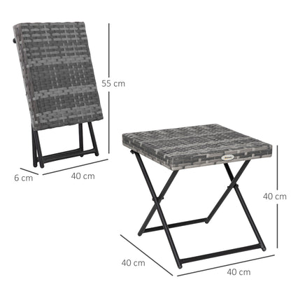 Outsunny Mesa De Jardín De Ratán Sintético Plegable 40x40x40 Cm Gris_2