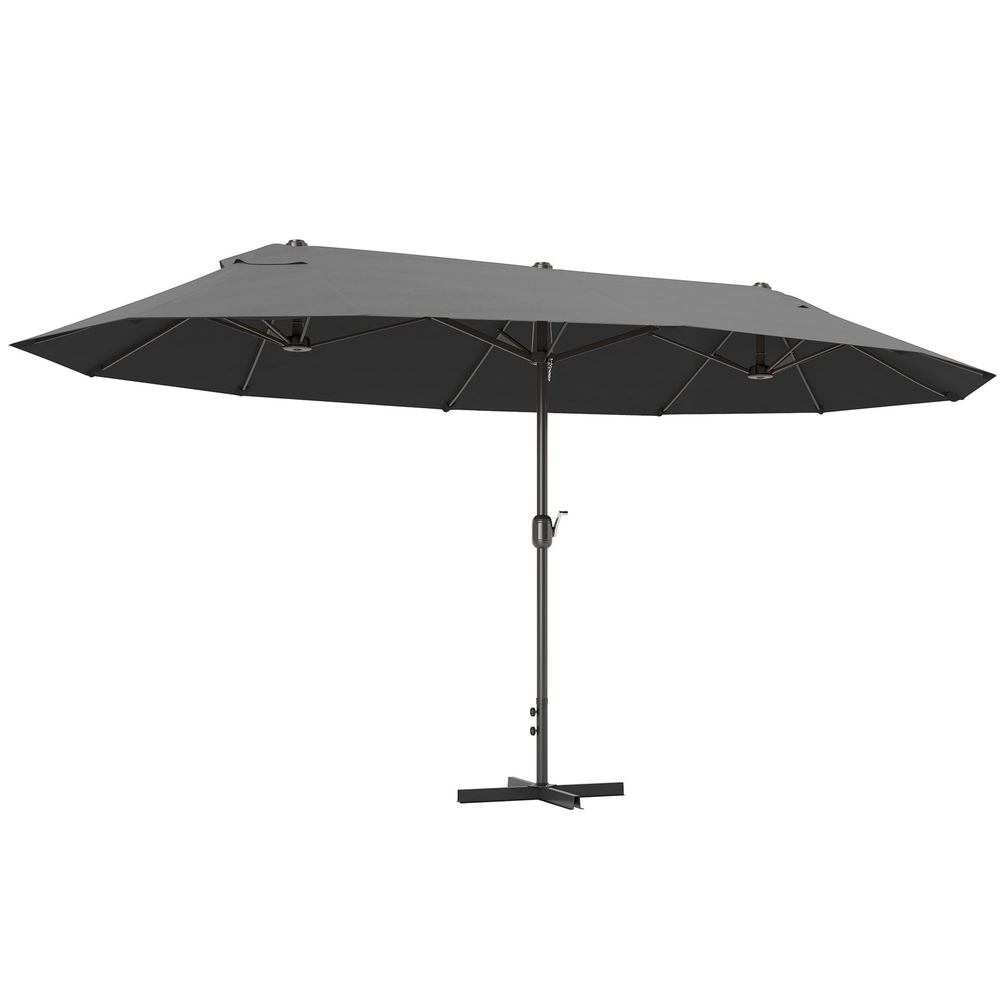 Outsunny Sombrilla Doble 4,6x2,7 M Con Manivela Resistente Al Agua Gris_0