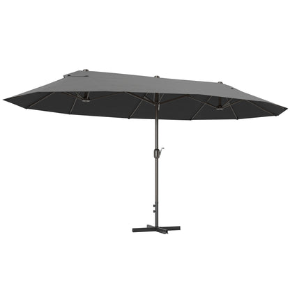 Outsunny Sombrilla Doble 4,6x2,7 M Con Manivela Resistente Al Agua Gris_0