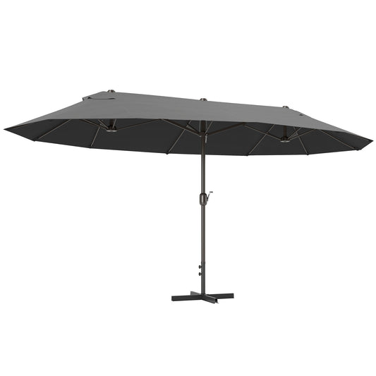 Outsunny Sombrilla Doble 4,6x2,7 M Con Manivela Resistente Al Agua Gris_0