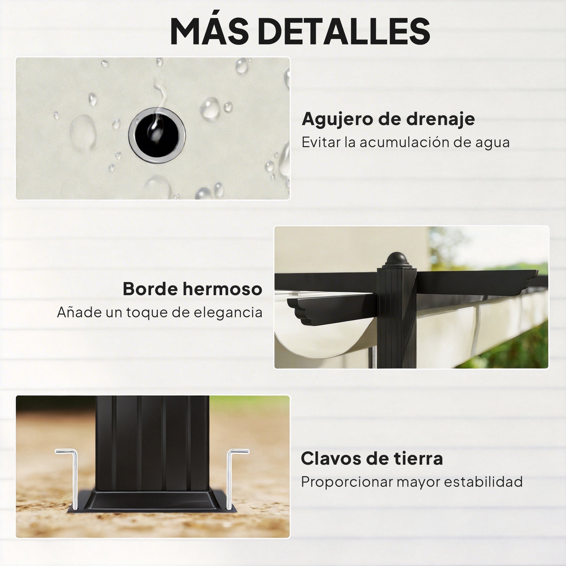 Outsunny Pérgola De Jardín 4x3 M Con Techo Retráctil Y Marco De Aluminio Crema_5