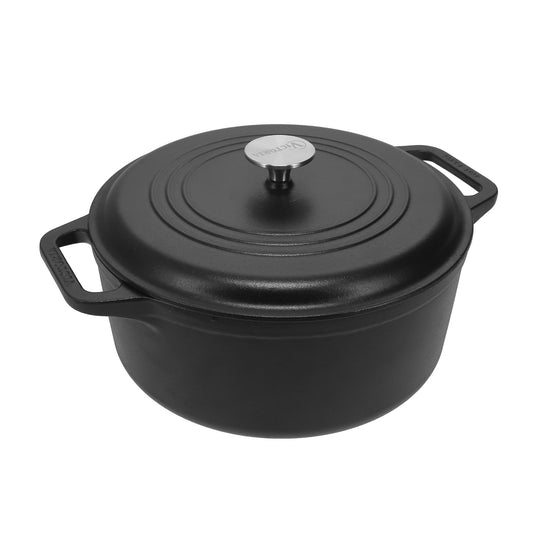 Victoria Horno Holandés Olla Inducción Hierro Fundido Esmaltado 29cm, Cocotte 6,6l, Sin Ptfe Ni Pfoa, 39493, Negro_0