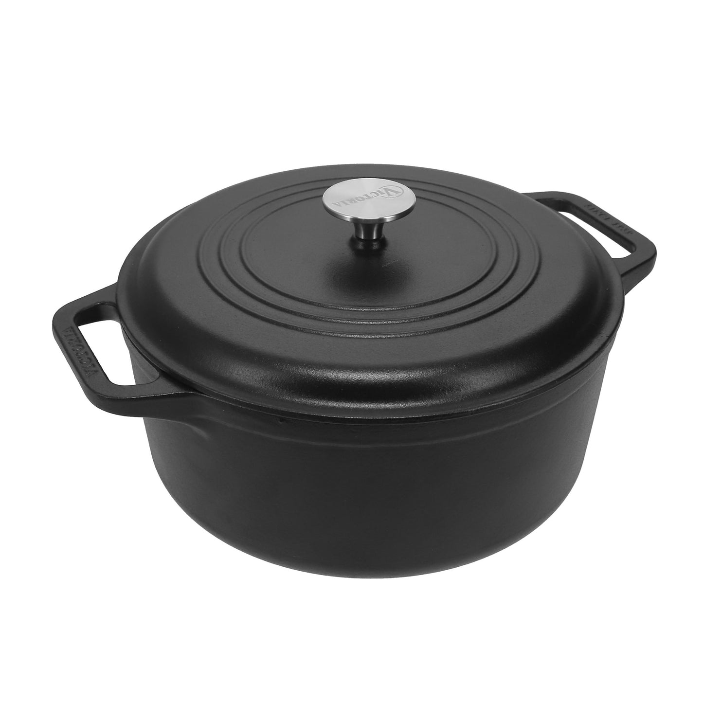 Victoria Horno Holandés Olla Inducción Hierro Fundido Esmaltado 27cm, Cocotte 5,7l, Sin Ptfe Ni Pfoa, 36355, Negro_0