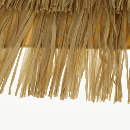 Outsunny Sombrilla De Playa Con Flecos De Paja Ø178 Cm Inclinación Marrón Claro_4
