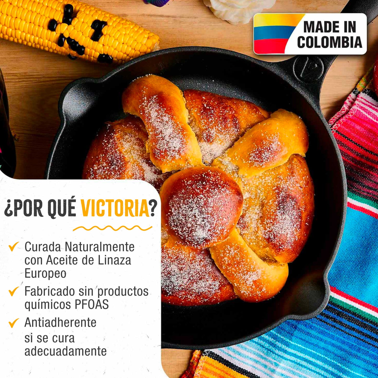 Victoria Sartén Hierro Fundido Curado Diseño Catrina Inducción 25cm Apta Fuego, Horno Cast Iron Skillet, Catrina, Negro_1