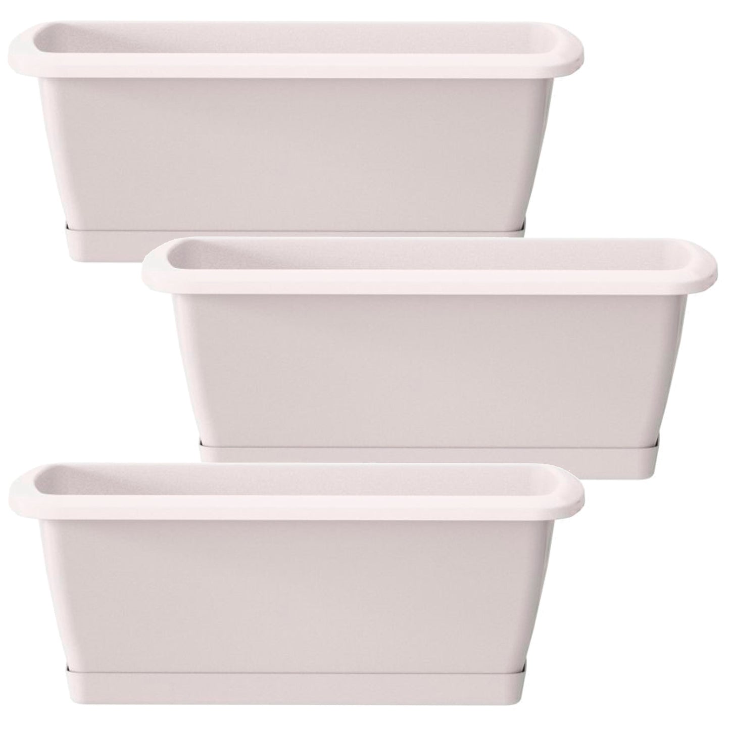 3x Jardinera Respana Con Soporte De Plastico En Color Blanco 78,6 (largo) X 18,4 (ancho) X 14,5 (alto) Cm_0