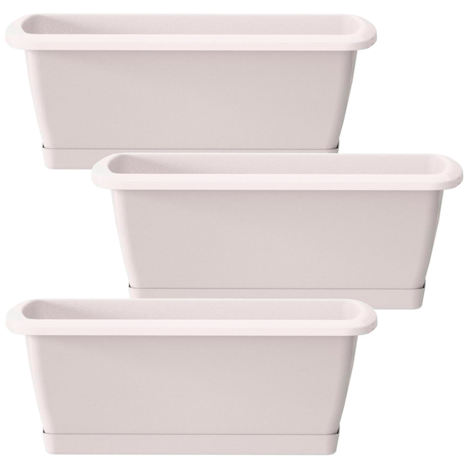 3x Jardinera Respana Con Soporte De Plastico En Color Blanco 78,6 (largo) X 18,4 (ancho) X 14,5 (alto) Cm_0