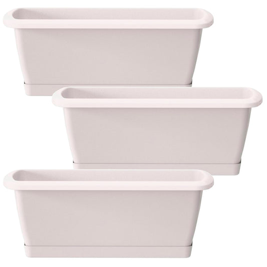 3x Jardinera Respana Con Soporte De Plastico En Color Blanco 78,6 (largo) X 18,4 (ancho) X 14,5 (alto) Cm