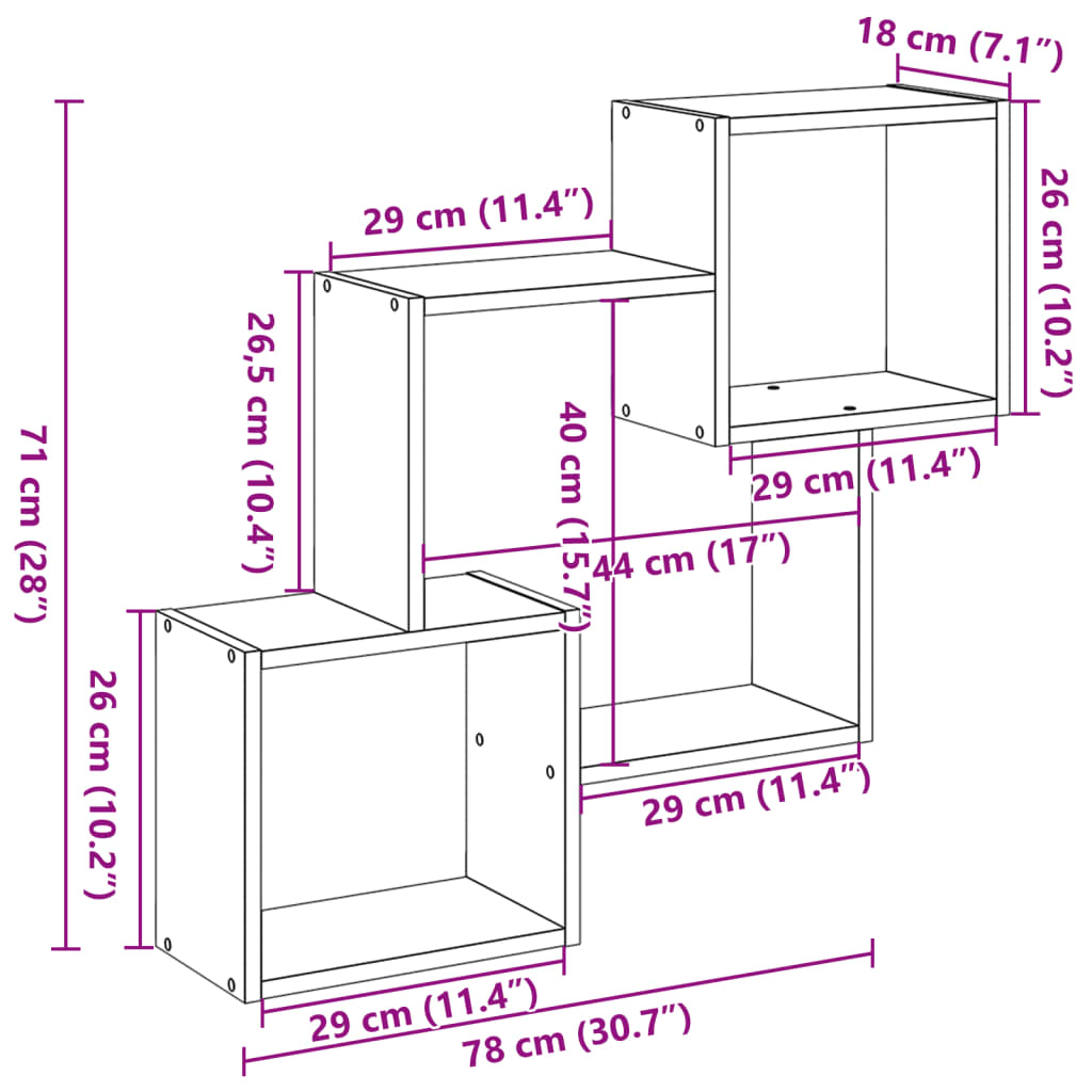 Armario De Pared Madera De Ingeniería Roble Sonoma 78x18x71 Cm / Vetonek_1