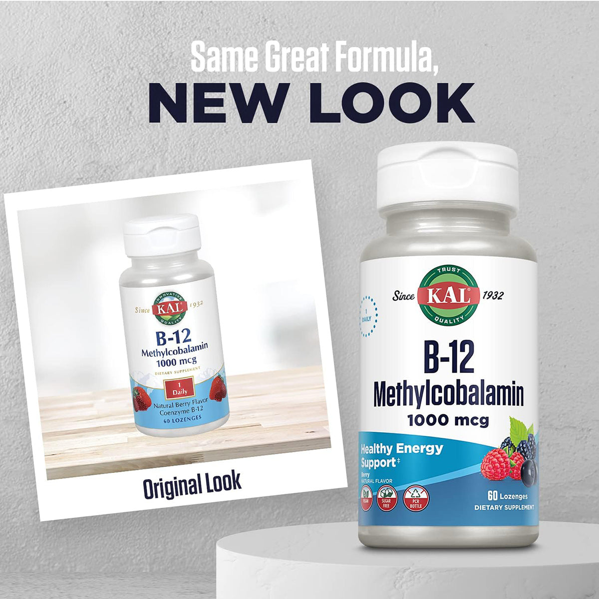 B-12 Methylcobalamin & Adenosilcobalamin, Kal, 60 comprimidos