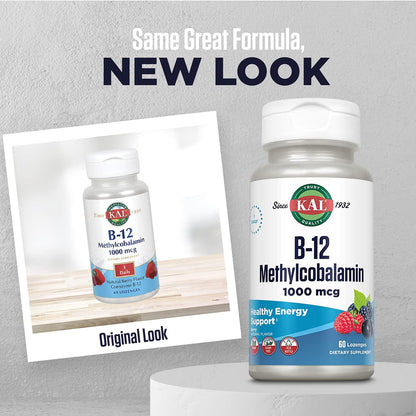 B-12 Methylcobalamin & Adenosilcobalamin, Kal, 60 comprimidos