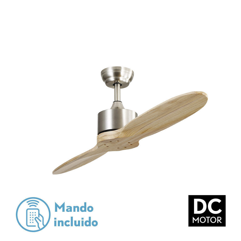 Ventilador Dc Leste Niquel 2 Aspas Haya Sin Luz 5 Velocidades Remoto Temporizador 132d_0