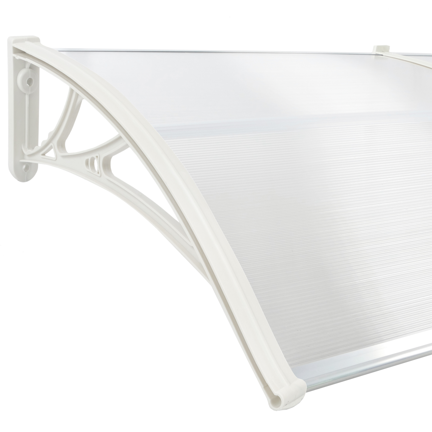 Tejadillo De Protección 120x60 Cm Transparente. Marquesina Para Puertas Y Ventanas Con Soporte Blanco_2