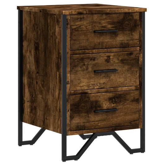 Mesita De Noche Madera De Ingeniería Roble Ahumado 40x41x60 Cm_0
