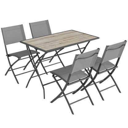 Outsunny Conjunto De Mesa Y Sillas Jardín De 5 Piezas 4 Sillas Plegables Gris_0