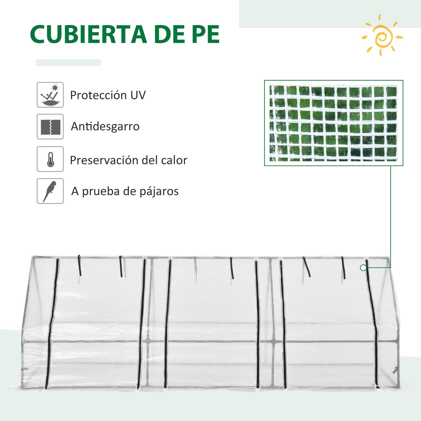 Outsunny Invernadero De Terraza 270x90x90 Cm Con Ventanas Cultivo Plantas Blanco_3
