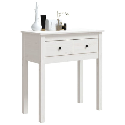 Mesa Consola De Madera Maciza De Pino Blanco 70x35x75 Cm_2