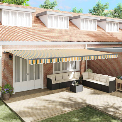 Toldo Retráctil Verde Y Amarillo 600 X 300 Cm Tela Y Aluminio_1