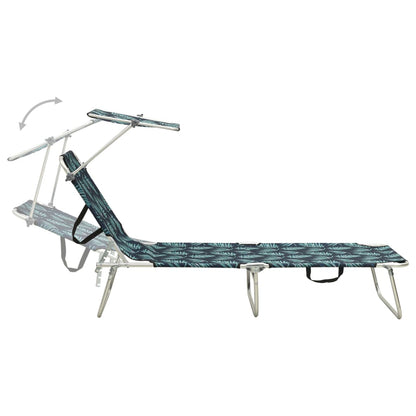 Tumbona Plegable Con Toldo Aluminio Estampado De Hojas_3