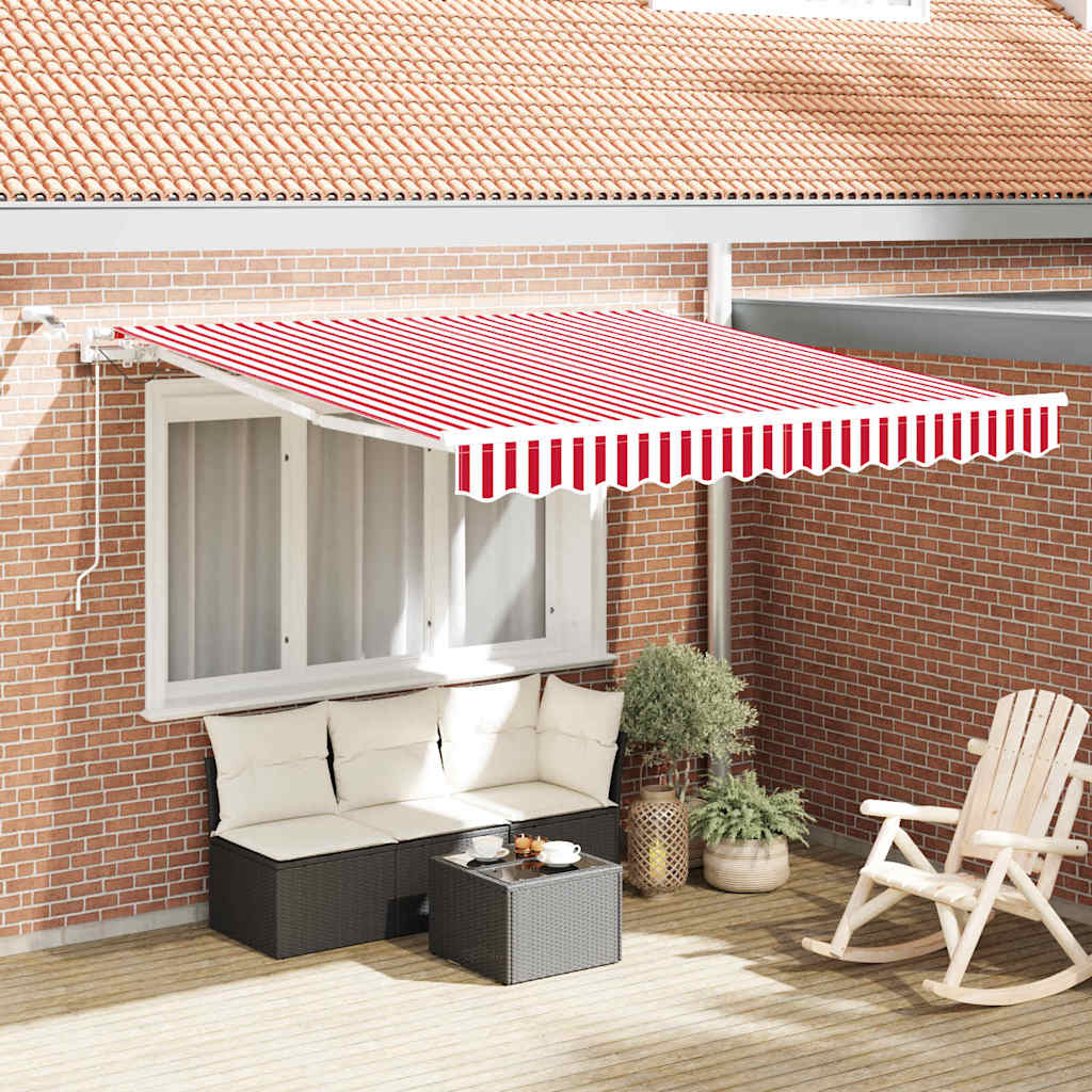 Toldo Retráctil Rojo Y Blanco 300 X 250 Cm Poliéster_1
