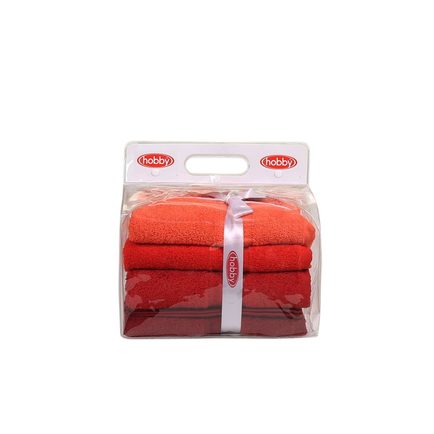 Juego De Toallas De Mano (4 Piezas) Naranja Pálida, Naranja, Rojo Y Fucsia_3