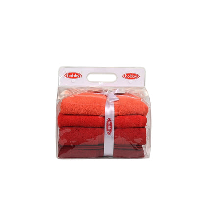 Juego De Toallas De Mano (4 Piezas) Naranja Pálida, Naranja, Rojo Y Fucsia_3