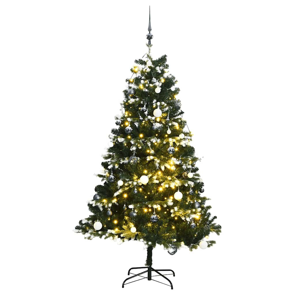 Vidaxl Árbol Navidad Artificial Con Bisagras 150 Led Y Bolas 120 Cm_0