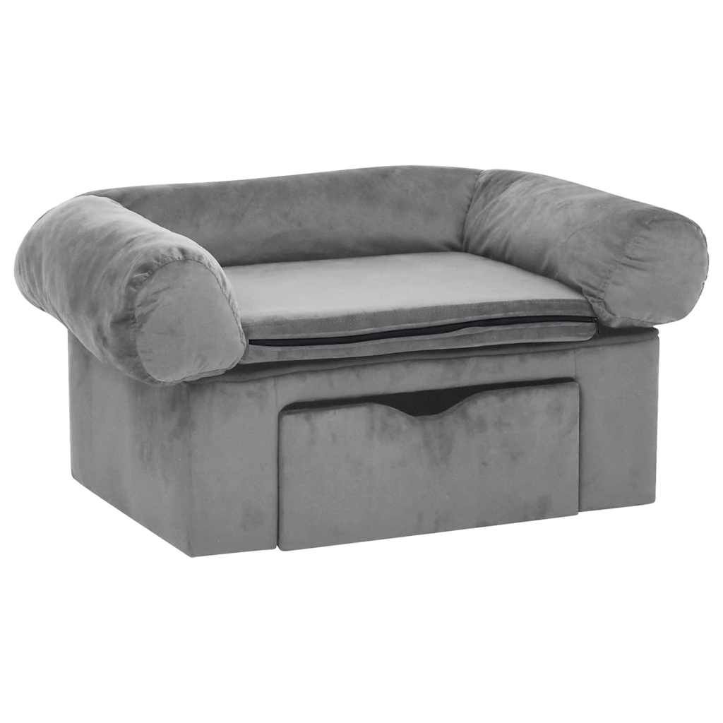 Vidaxl Sofá Para Perros Con Cajón Felpa Gris 75x50x38 Cm_0