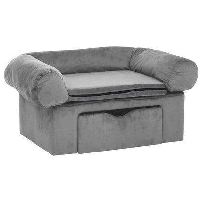 Vidaxl Sofá Para Perros Con Cajón Felpa Gris 75x50x38 Cm_0