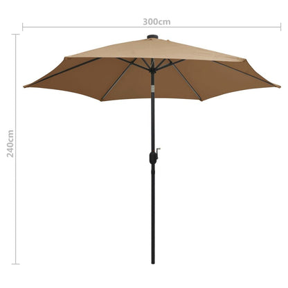 Vidaxl Sombrilla De Jardín Con Luces Led Palo De Aluminio Taupe 300 Cm_2