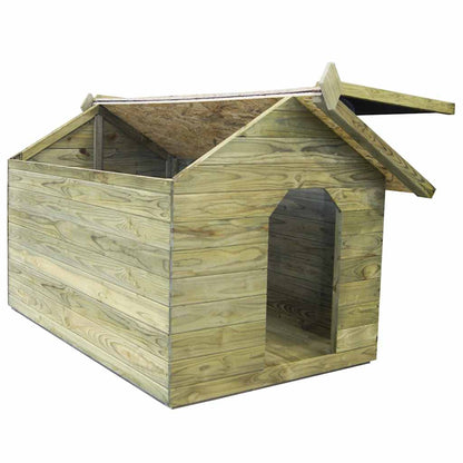 Vidaxl Casa De Perros De Jardín Tejado Abierto Madera Pino Impregnada_4