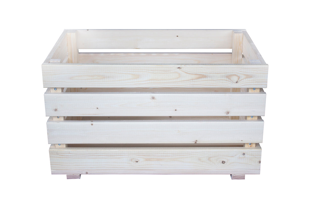 Caja De Fruta Decorativa De Madera Natural De 59 X 36,5 X 34 Cm