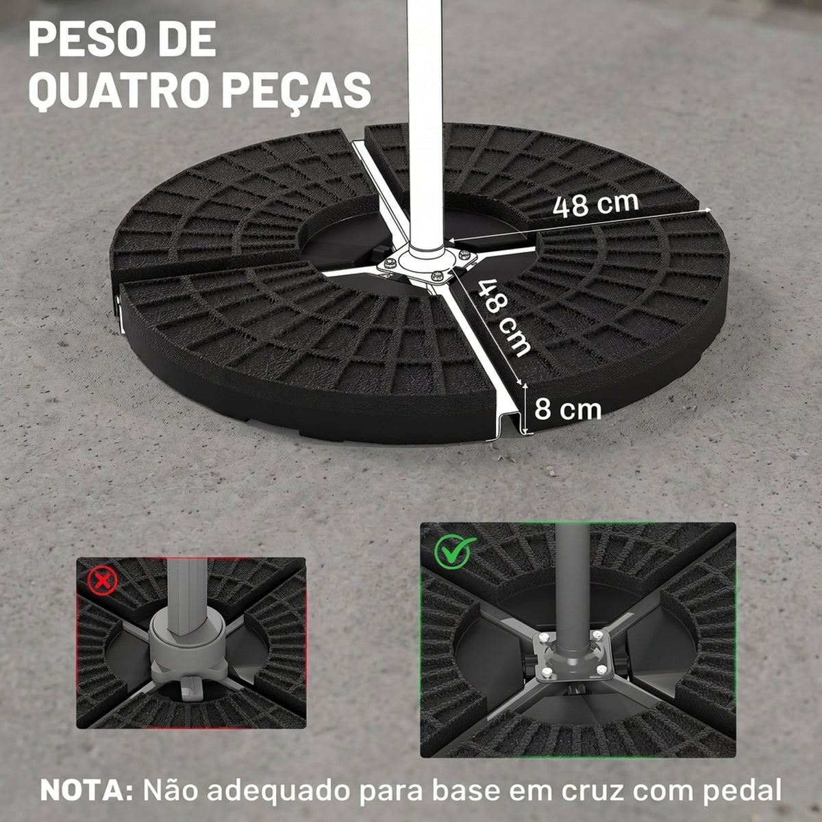 Base De Sombrilla Outsunny Hdpe Negro 48x48x8 Cm_2