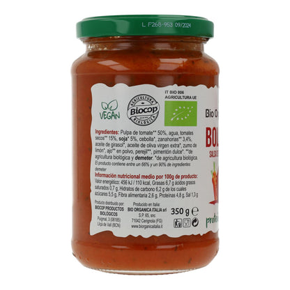 Salsa de Tomate Boloñesa Vegana Bio Demeter Organica Italia 350 ml