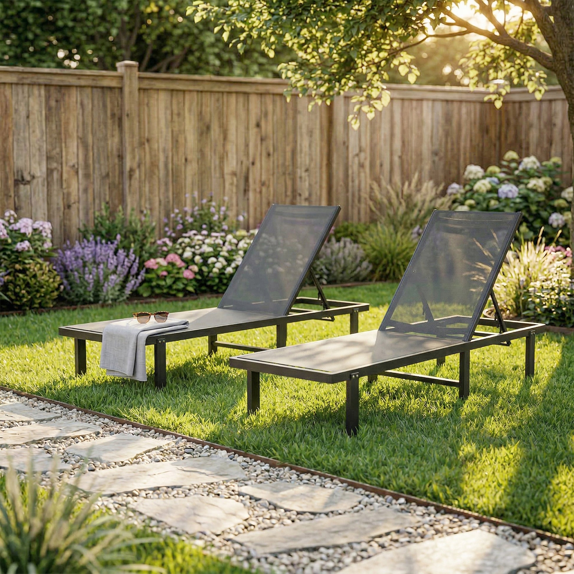 Outsunny Set De 2 Tumbonas De Jardín Exterior Reclinables Con Ruedas Gris Oscuro_3