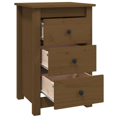 Mesitas De Noche 2 Uds Madera De Pino Marrón Miel 40x35x61,5 Cm_3