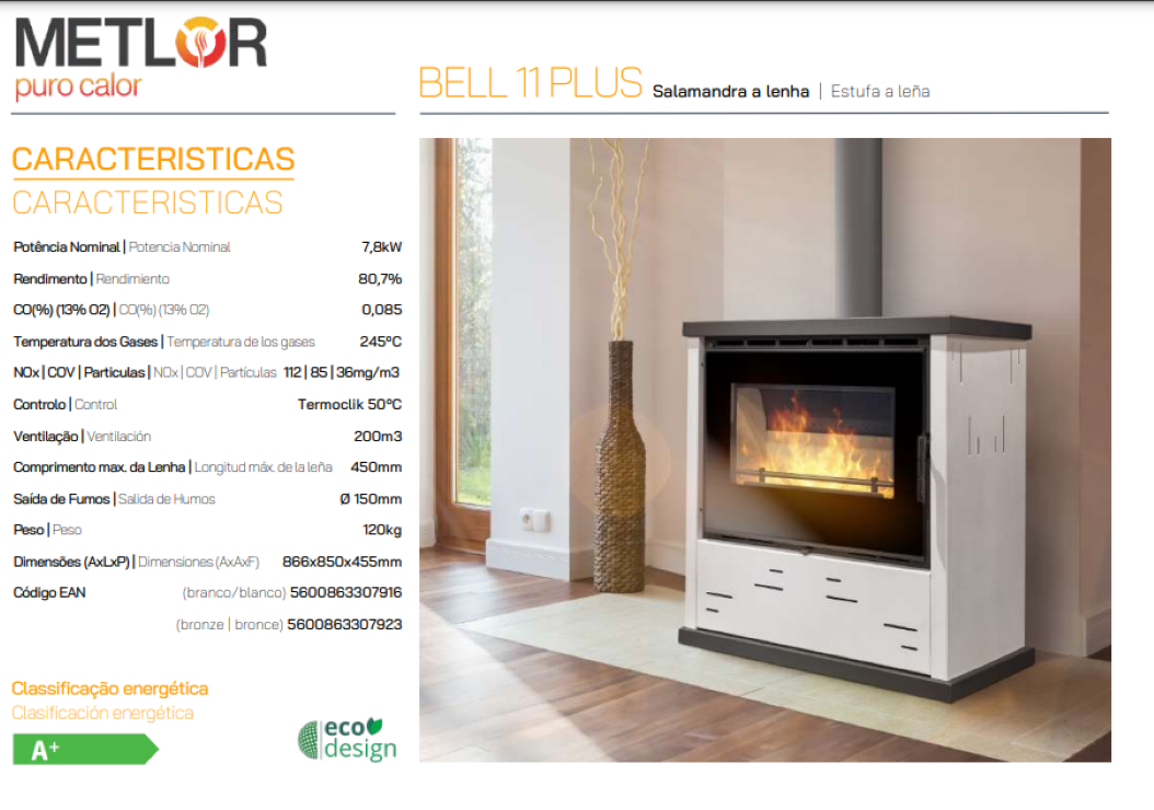 Estufa De Leña Metlor Modelo Bell 11 Plus Bronce_2