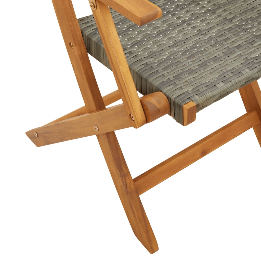 Set De Comedor De Jardín 5 Piezas Ratán Pe Madera Maciza Gris / Vetonek_2