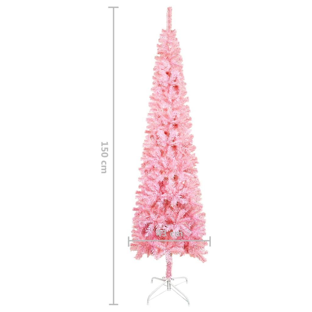Vidaxl Árbol De Navidad Delgado Rosa 150 Cm_2